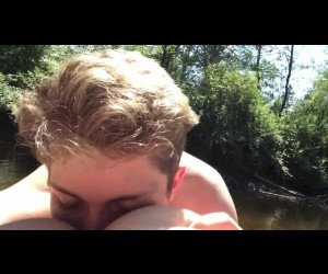teen eating girlfriends ass by the river