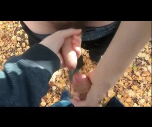 handjob and rubbing cocks in woods