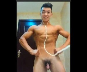 showing stiff asian cock