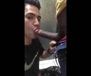 sucking black boy in public batroom
