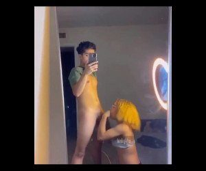 mixed girl sucking dick on her knees
